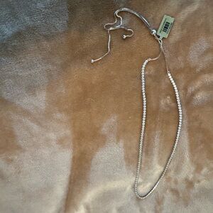 Anna Zuckerman Never Flipping Bolo Necklace and Matching Bolo Bracelet. Platinum